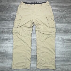 REI Pants Mens XXL Khaki Sahara Convertible Hiking Cargo Side Zip Nylon Gorpcore